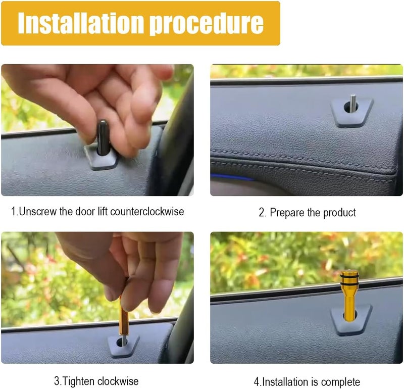 ZIMISI 4PCS Car Door Lock Knobs, 1.93" x 0.47" Safety Door Lock Cover, Aluminum Alloy Car Inner Door Pull Pins Replacement, Door Lift Bolt Decorative Accessory for Cars, SUVs, Trucks (Gold) - Image 5